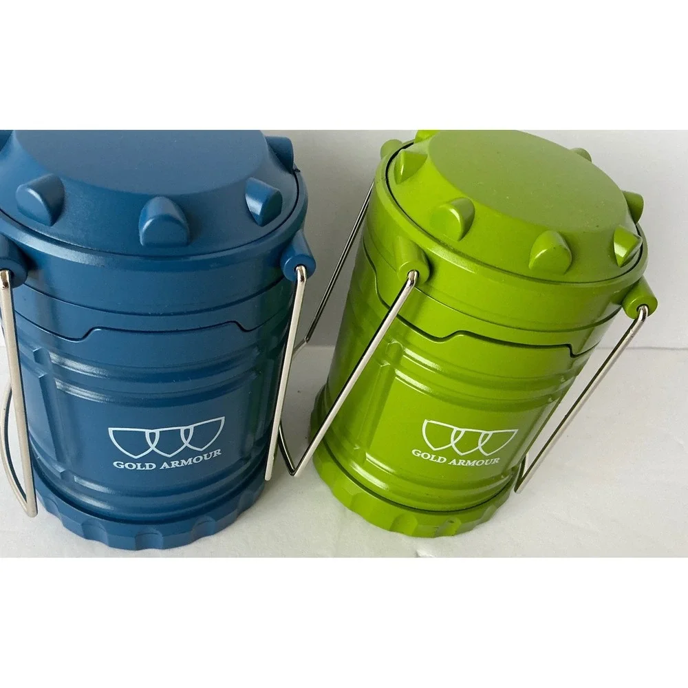 Gold Armour LED Camping Lantern Set Collapsible Portable Blue Green Outdoor Lght